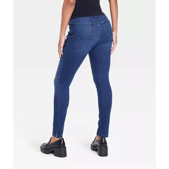 INGRID & ISABEL Over Belly Skinny Maternity Jean Large 32 Dark Blue Stretch NWOT - Picture 4 of 11